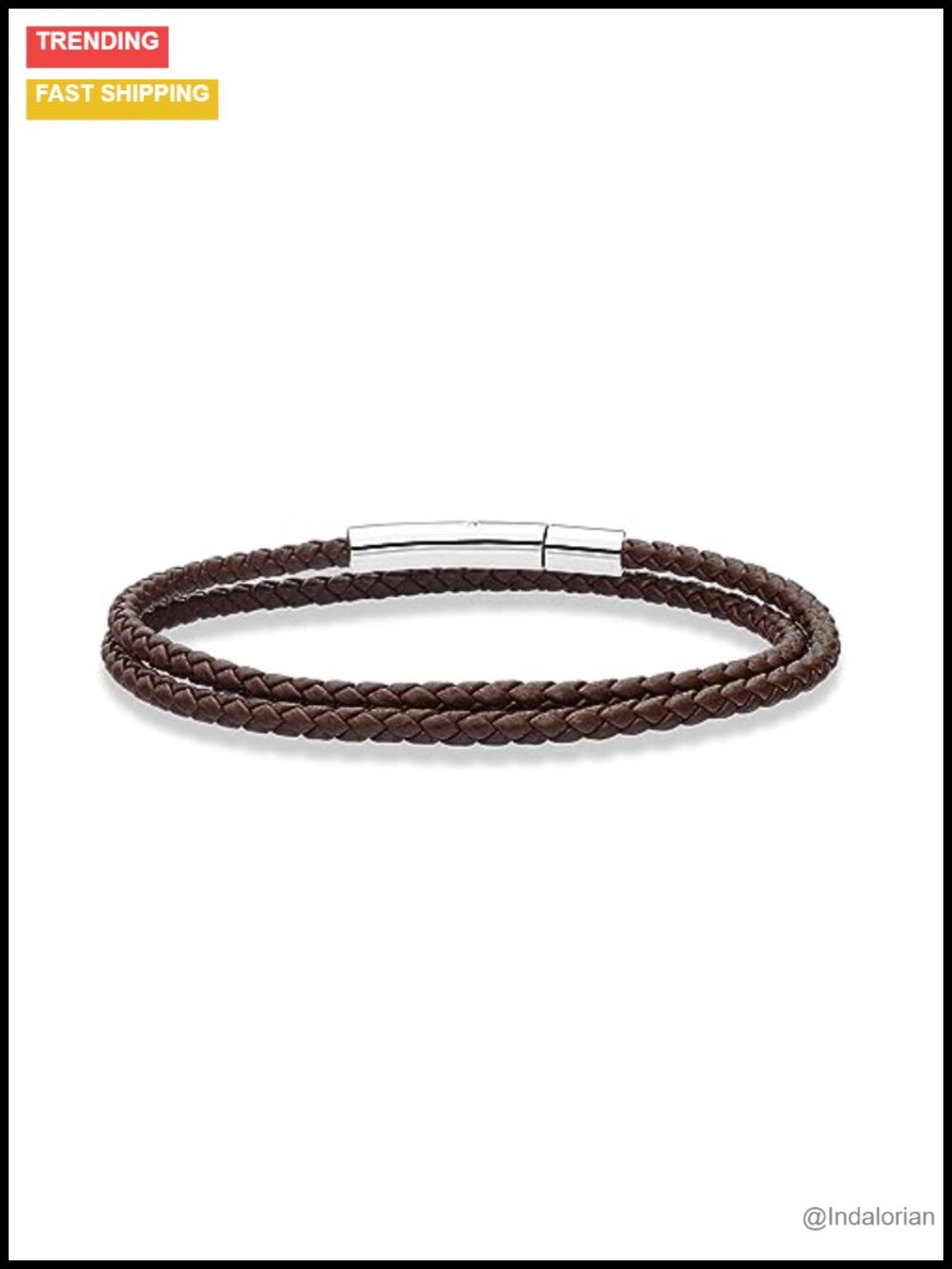 Genuine Italian Leather Braided Double Wrap Bracelet Stainless Steel Clasp